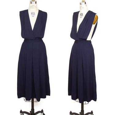 1950s Dress ~ Navy Gabardine School Uniform Pinafore 