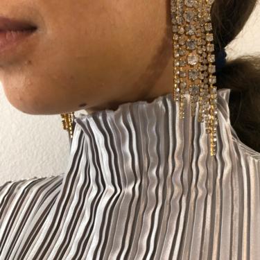 Vintage Elisabeth Cole Dangle Drop Fringe Swarovski Crystal Earrings 