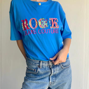 90's VERSACE Jeans Couture Blue ROCK Tee 