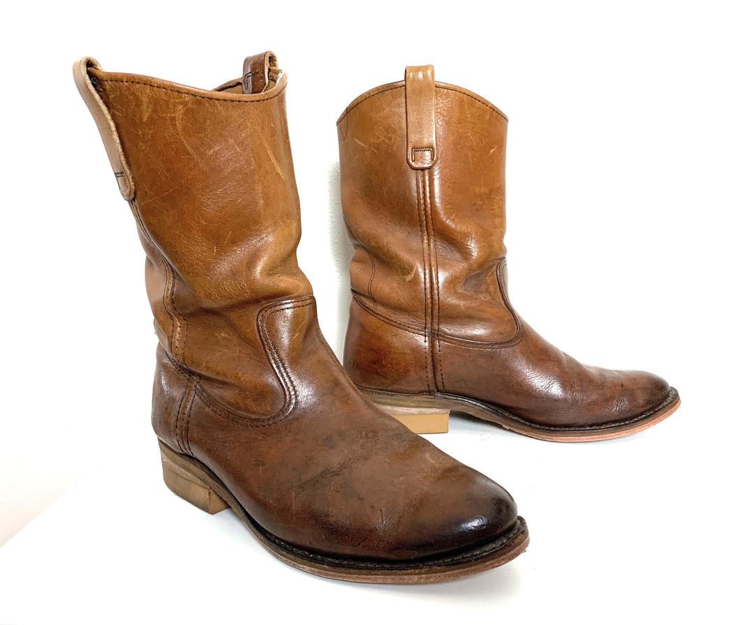 Vintage Red Wing Pecos Wedge Boots Side Zip Brown Leather