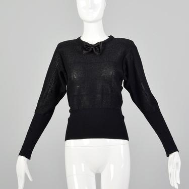 XS Sonia Rykiel 1980s  Black Lurex Stripe Sweater 