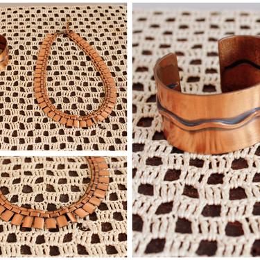 1950s Cuff & Necklace Set // Copper 2pc Jewelry Set // vintage Copper 50s accessories 