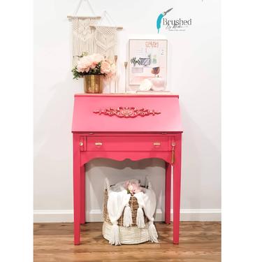 Pink Secretary desk ,side table by Brushed