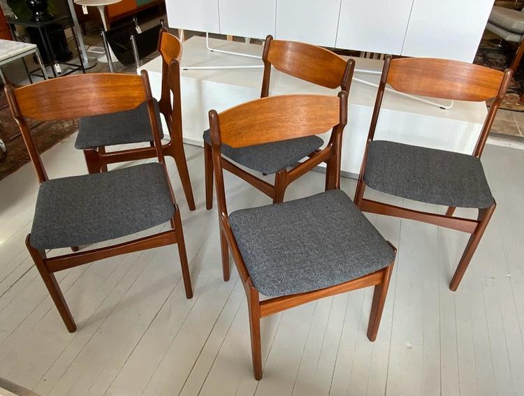 Set of Five Danish Modern Erik Buch Dining Chairs in Teak