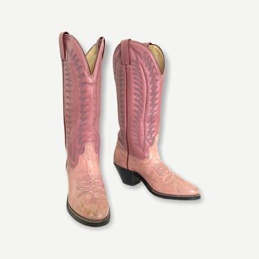 Vintage Women's WRANGLER Pink Cowboy Boots ~ size 6 M ~ Western ~ Hippie / Boho ~ Rockabilly ~ Dusty Rose 