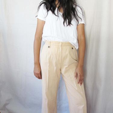 Vintage 70s Wide Leg Pants 29 30 - Beige Tan High Waist Trousers - Earth Tone Clothing - Cropped Wide Leg Pants - 70s Clothing 