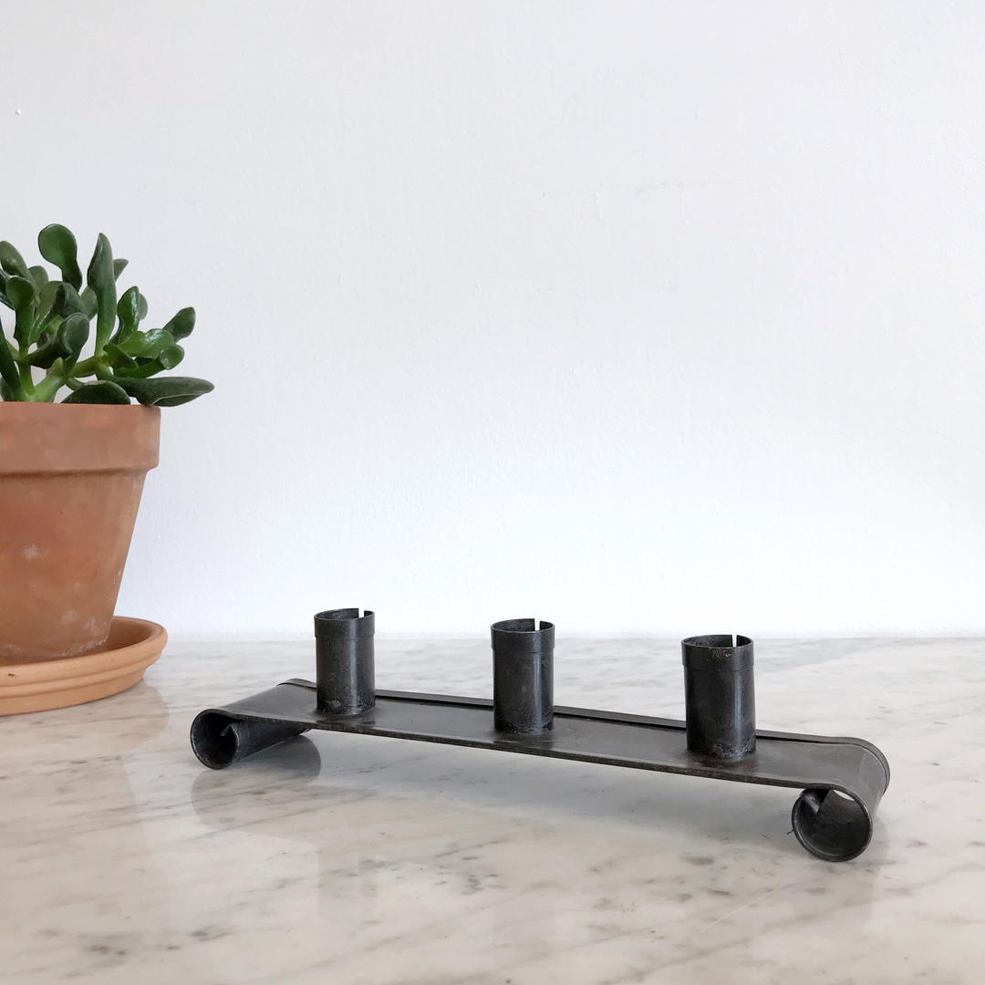 Triple Galvanized Candelabra Candle Holder Haus Theory St Paul, MN