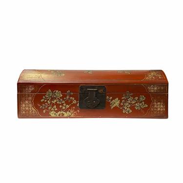 Vintage Chinese Rectangular Wood Brick Red Lacquer Box Display ws1757E 