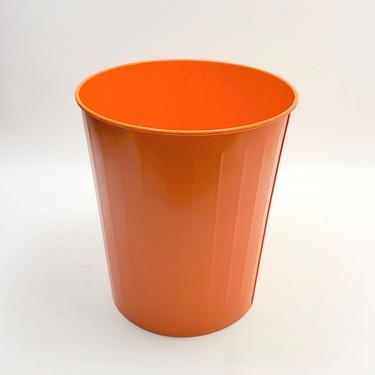 Mid Century Modern Metal Trash Can Waste Receptacle Steel Bin MCM Bright Orange Industrial Basket Green Witt USA Tanker Desk Office 