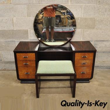 Steel Metal Art Deco Painted Vanity Table Mirror Bench Norman Bel Geedes Simmons