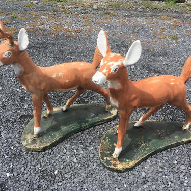 1961 Vintage Mid Century Concrete Deer Statues, Lawn Art, Cement, Local Pickup Only - Pickup VA Virginia 