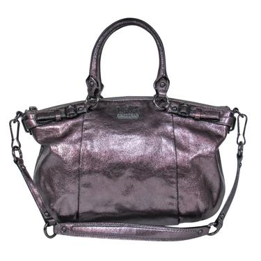 Coach - Silver Crinkled Leather Convertible Satchel