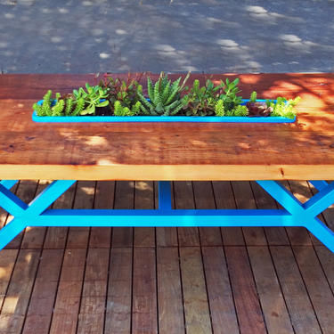 Reclaimed Wood Succulent Table *(Example)*Redwood Coffee Table-Rustic Coffee Table-Living Table-Succulent Inlay-Modern-Industrial Furniture 