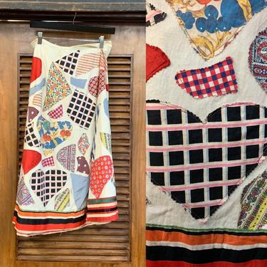 Vintage 1930's Custom-Made Appliqué Cotton Patchwork Skirt, Vintage Clothing, Patchwork, Vintage Patchwork, Appliqué Patches, Vintage 1930's 