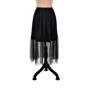 Black Tulle Skirt Extender Slip Romantic Gothic Boho Goth, New Clothing for Women Small Medium 