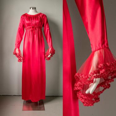 1960s Dress Angel Sleeve Gown S/M 