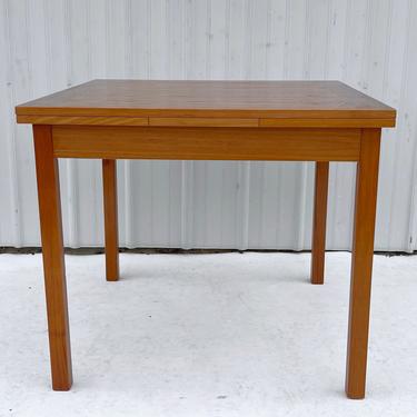 Vintage Modern Square Teak Dining Table With leaves 