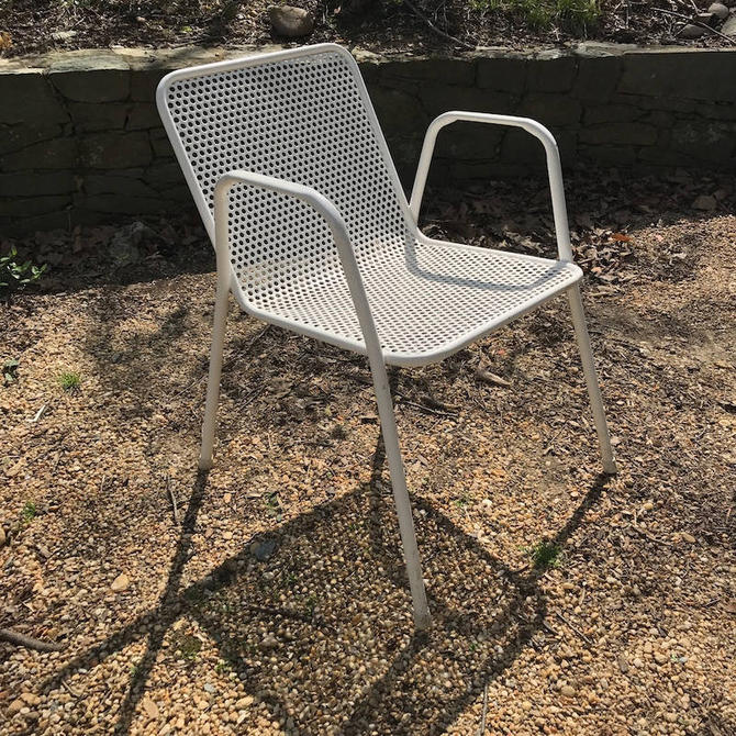 Set Of Four Vintage Mid Century Perforated Metal Knoll Patio