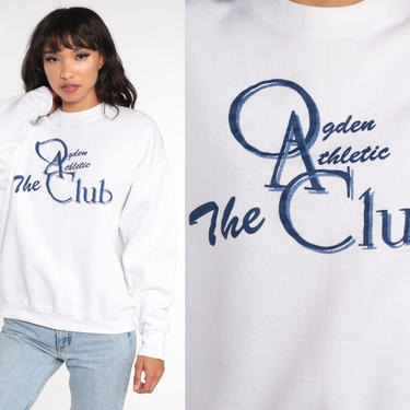 Ogden Athletic Club Shirt -- Utah Sweatshirt 80s Retro Slouchy Pullover Gym 1980s Graphic White Vintage Medium Large 