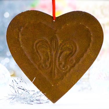 VINTAGE: 5" Large Rustic Metal Heart Ornament - Love, Luv, Amor - Holiday, Christmas, Xmas - SKU 15-B1-00033024 