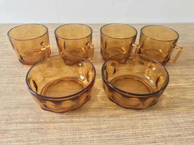 Vintage Glass Cups And Bowls Amber Glass Cups And Bowls French Arcoroc Petale From Soulful Vintage Of Miami Fl Attic