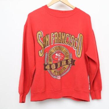 vintage 1990s SAN FRANCISCO 49ers faded raglan NFL football vintage sweatshirt -- size medium 