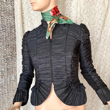 All Over Ruching Top, Black Jacket, Goth &amp; Drama Cropped,r Steampunk Vintage 80s 90s 