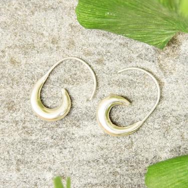 Vintage Modernist Sterling Silver Spiral Earrings, Faux Gauge Earrings, Threaded Silver Swirl Hoops, Minimalist Dangle Earrings, 1 1/4&amp;quot; L 