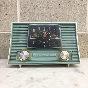 Vintage Clock Radio Retro 1950s RCA Victor + Model 3-RD-45 + Atomic + Jetsons + Turquoise Green + AM Tube Radio + Audio + Home Decor 