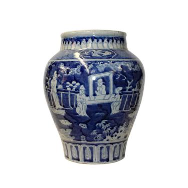 Chinese Blue White Oriental Scenery Porcelain Pot Vase ws862E 