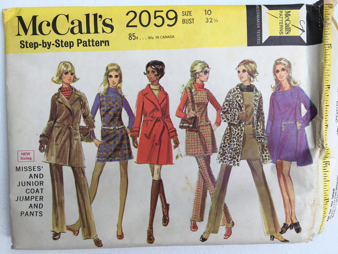 60 s McCall s 2059 UNCUT Sewing Pattern 1969 Women s Jumper Pants And Coat Luckduck Atlanta GA