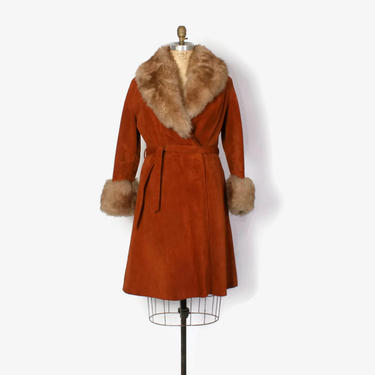 faux fur trim coat 70s