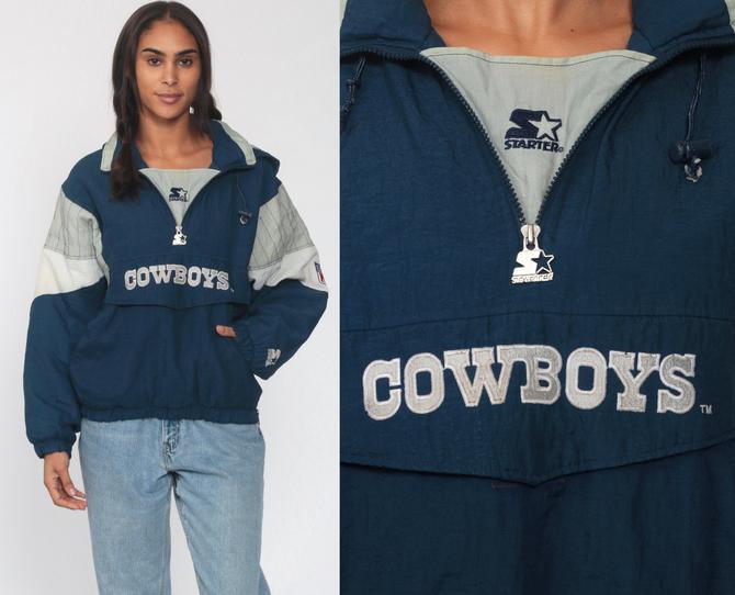 (AA) Vintage 90s Dallas Cowboys Pullover Parka Jacket by Starter Helmet Star