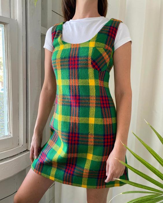 60s plaid dress hotsell