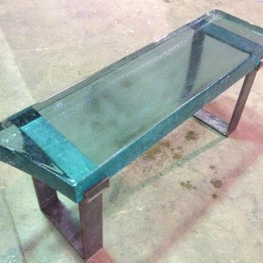 Unique Modern Glass Bench with Steel Base 