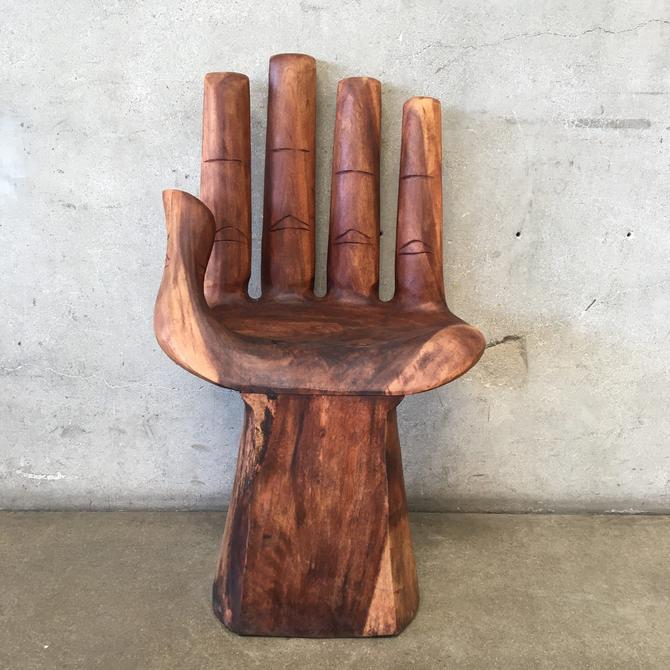 Hand Carved Teak Left Hand Chair Urban Americana Long Beach CA