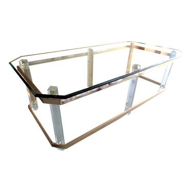 Lucite and Brass Coffee Table Charles Hollis Jones Attributed 