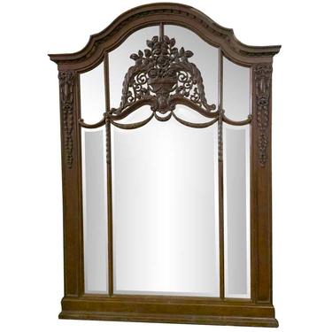19th Century French Carved 7 ft Carved Oak Floral Mirror