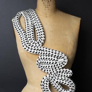 White and Black Poly Silk Rope Dilia Neckpiece