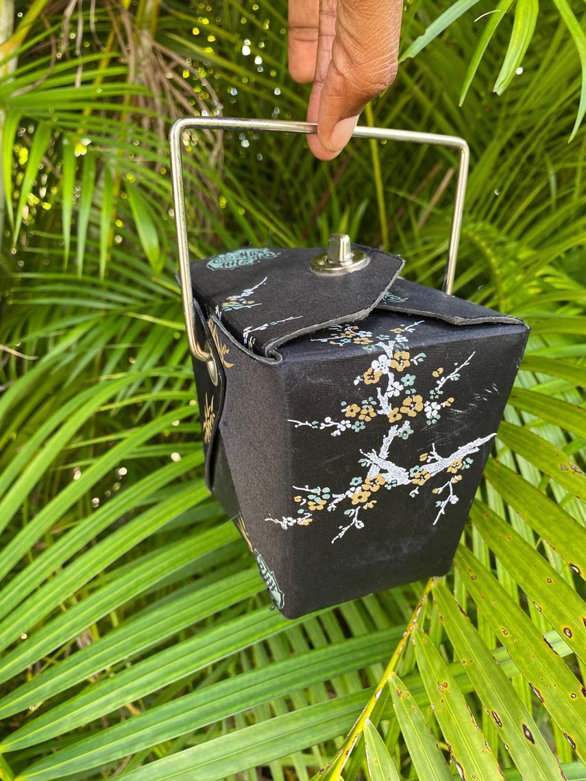 Vintage Chinese Food Takeout Box Purse Mini Black Kitch Evening The