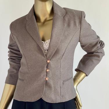 Cropped  Wool Three Button Blazer Jacket fits S - M 