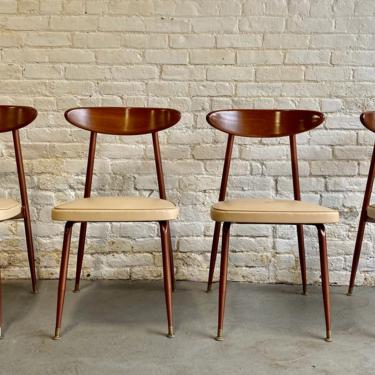 Mid Century MODERN WOOD + Metal DINING Chairs by Viko Baumritter, Set/4 