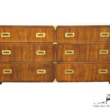 HENREDON FURNITURE Solid Walnut Italian Campaign Style 62" Double Dresser 1-5100 