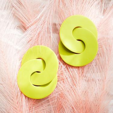 WE RISE in chartreuse + latte // Summer // Polymer Clay // Large Statement Earrings // Linked Earrings // Modern Minimalist 