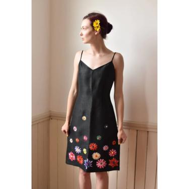 Y2K | Moschino Jeans | Textured Sundress with Raffia Flowers 