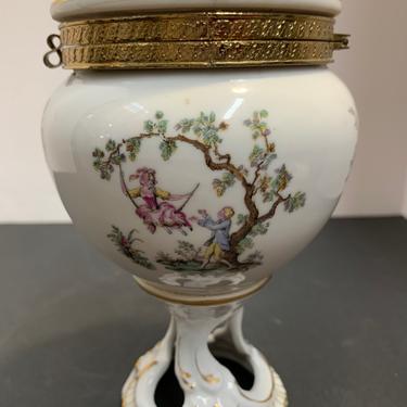 1950s Porcelain Hand Painted Trinket Jar 