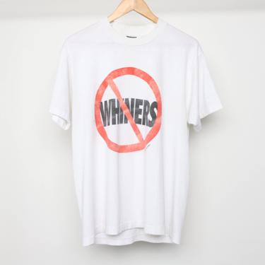 vintage 1990s GRUNGE white &amp; red &amp;quot;NO WHINERS&amp;quot; 90s nirvana punk vintage slouchy thin soft vintage t-shirt -- size large 
