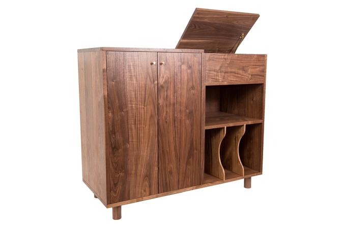 Langley Flip Top Record Console Solid Walnut Mid Century Vinyl Player Media Cabinet Stand By Adcowoodworks From Adco Woodworks Of San Diego Ca Attic