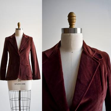 1970s Brown Velour Blazer Jacket 