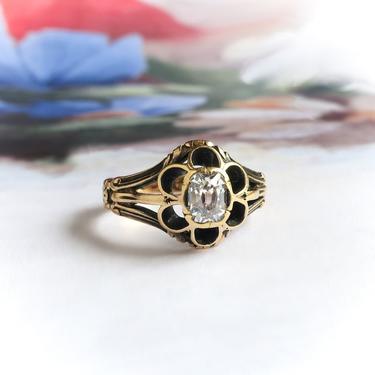 Antique Victorian .35ct. Peruzzi Diamond Buttercup Engagement Ring 18k 